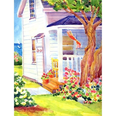 PATIOPLUS 28 x 40 in. White Cottage House At The Lake Or Beach Flag Canvas House Size PA2554795